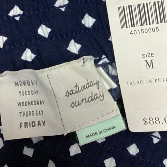 New Monday To Sunday Blue Diamond Print High Rise Elastic Waist Trouser Pants M - Picture 4 of 5